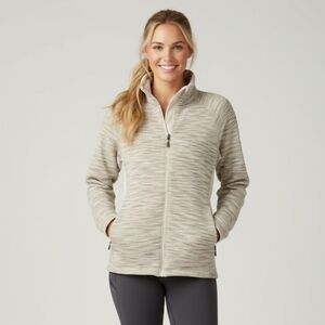 Columbia Full-Zip Fleece Jacket L Cream Beige Marl Women’s Activewear Hiking